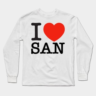 i love Ateez san text typography heart atiny | Morcaworks Long Sleeve T-Shirt